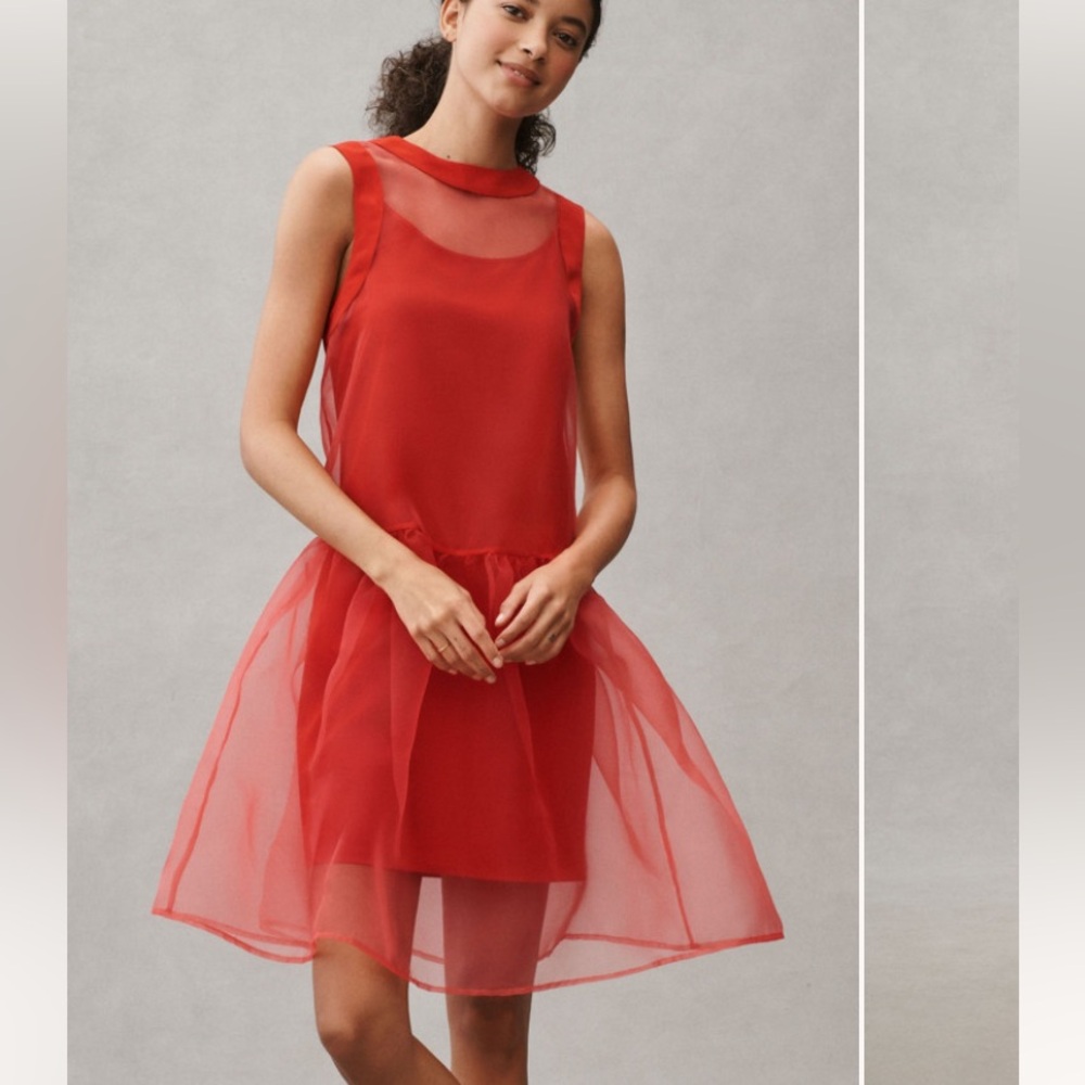 BHLDN High Neck Organza Mini Dress